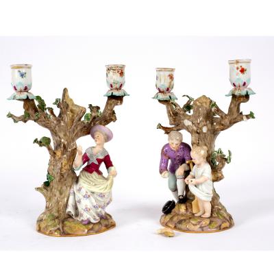 A pair of Meissen porcelain