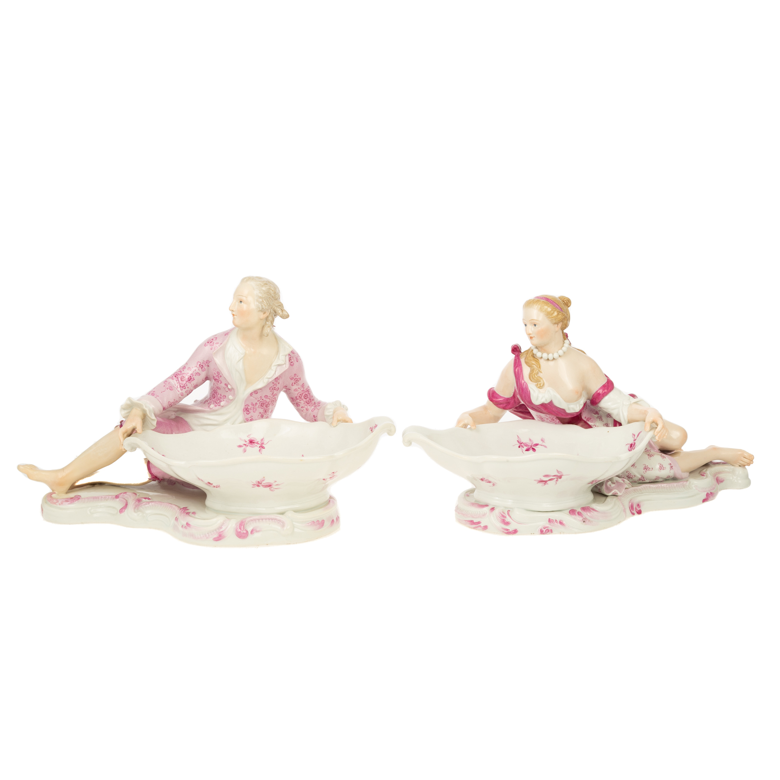 A PAIR OF MEISSEN PORCELAIN FIGURAL