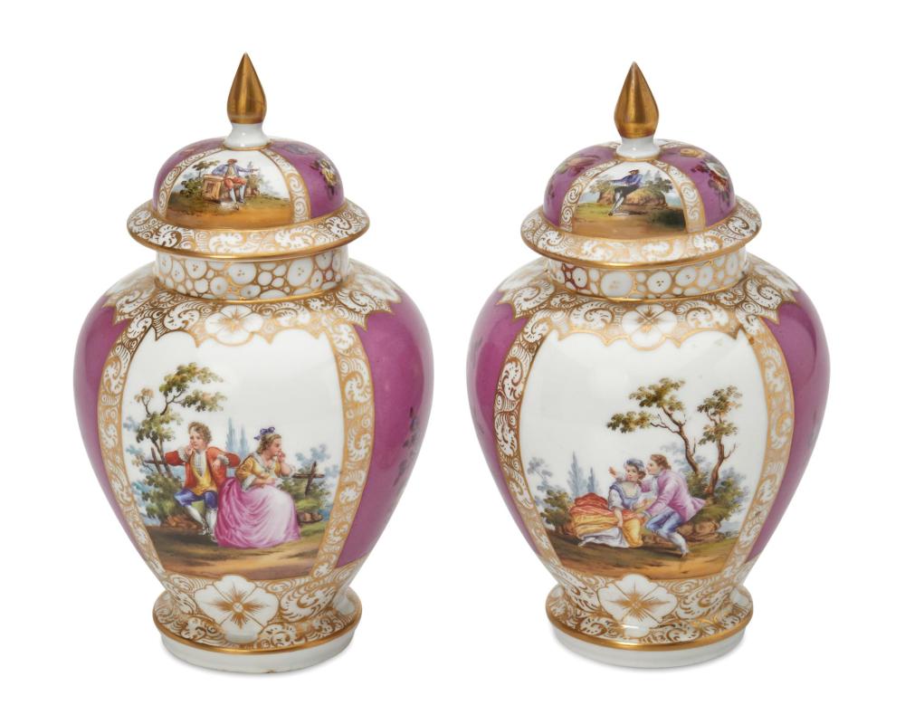 A PAIR OF MEISSEN PORCELAIN