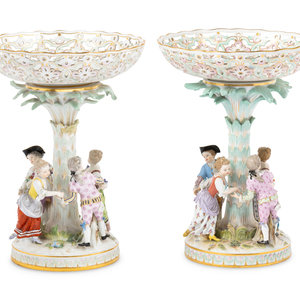 A Pair of Meissen Porcelain Figural
