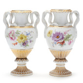 A PAIR OF MEISSEN SNAKE HANDLE