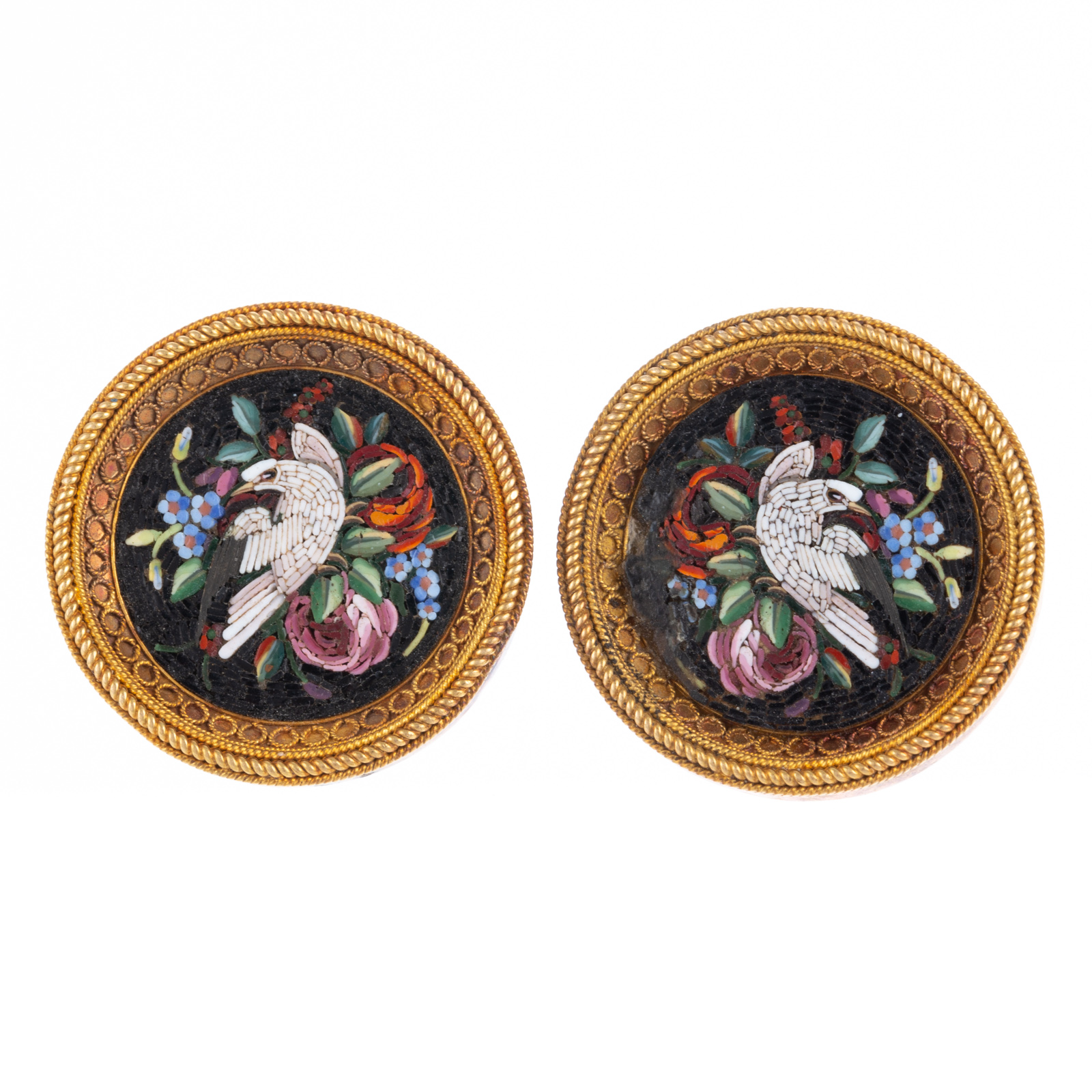 A PAIR OF MICROMOSAIC EARRINGS IN