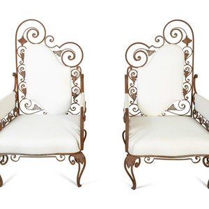 A Pair of Mid- Century Wrought Iron