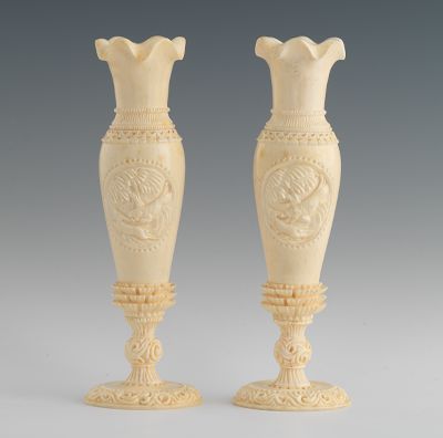 A Pair of Miniature Carved Ivory