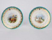 A pair of Minton plates painte