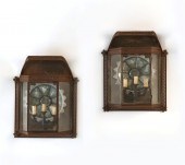 A PAIR OF MIXED METAL LANTERN