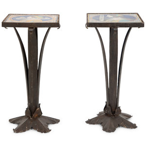 A Pair of Mizner Style Tile-Top