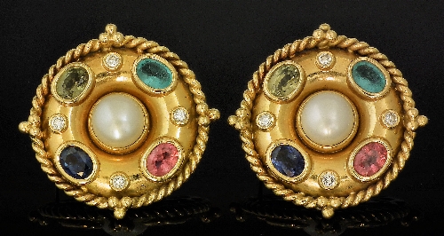 A pair of modern 18ct shield