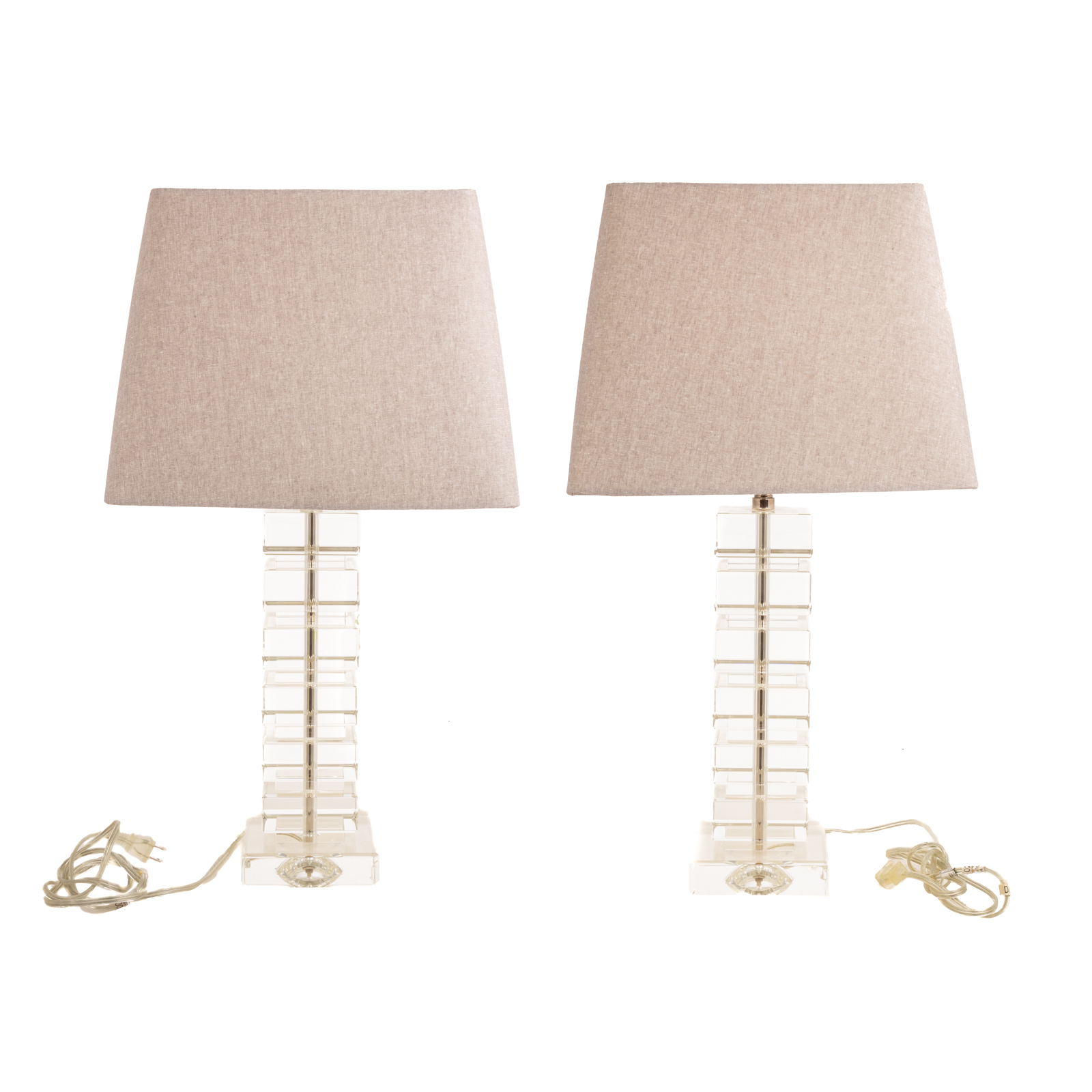 A PAIR OF MODERN CRYSTAL BLOCK
