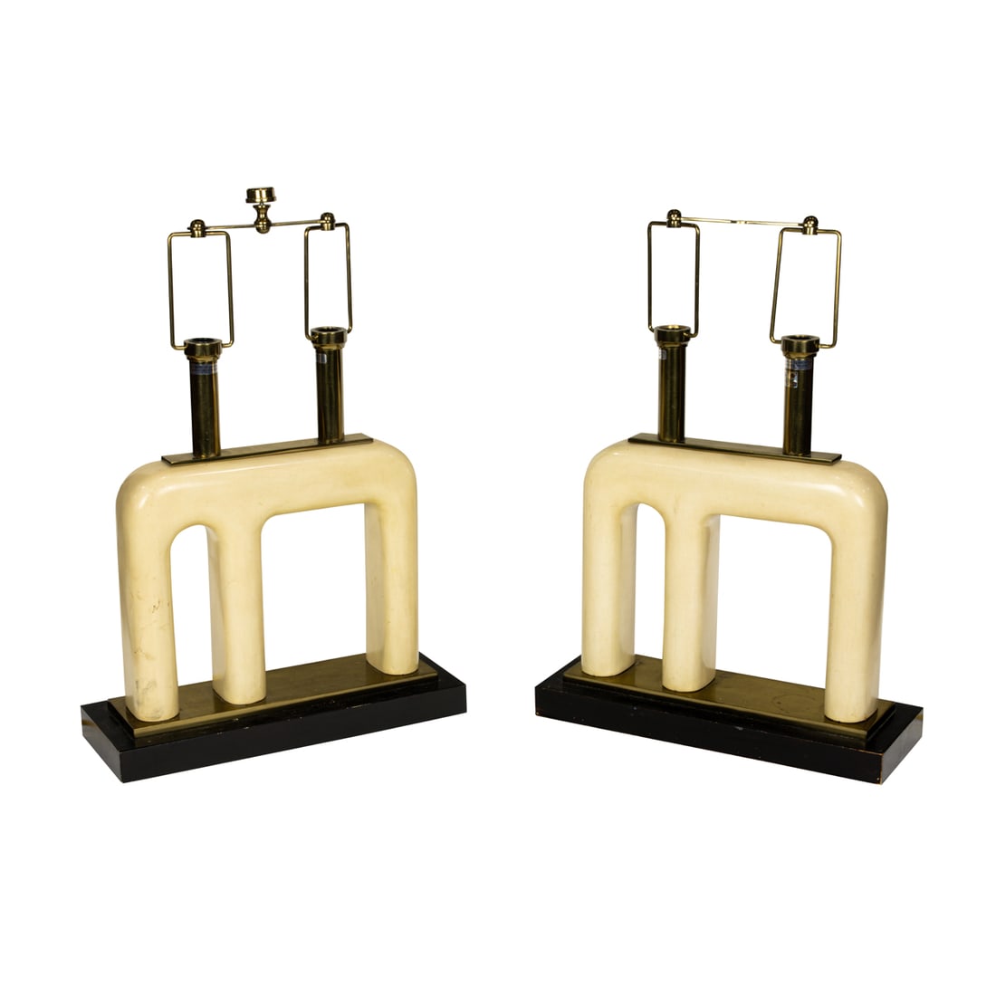 A PAIR OF MODERN FAUX GOATSKIN