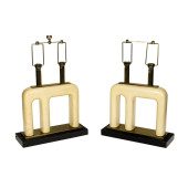 A PAIR OF MODERN FAUX GOATSKIN
