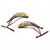 A PAIR OF MODERN POWDER HORNS