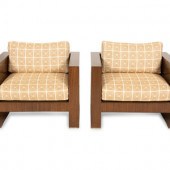 A Pair of Modernist Walnut Clu