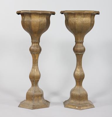 A Pair of Monumental Brass Repousse