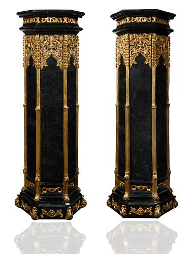 A PAIR OF MONUMENTAL ORMOLU STONE