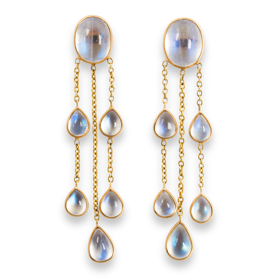 A PAIR OF MOONSTONE AND EIGHTEEN