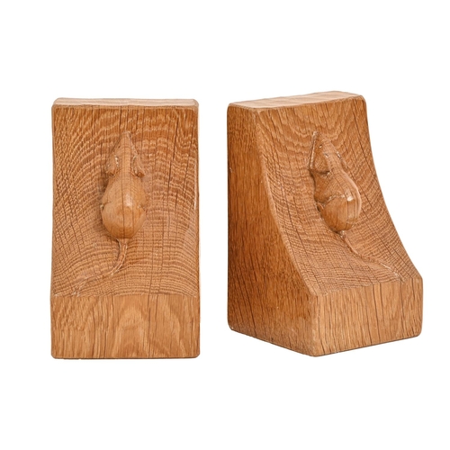 A pair of Mouseman oak book ends,