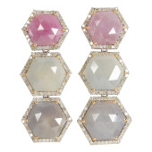 A PAIR OF MULTI-HUE SAPPHIRE,