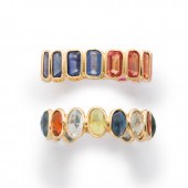 A PAIR OF MULTI-HUED SAPPHIRE
