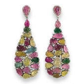A PAIR OF MULTI-HUED TOURMALIN