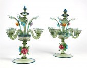 A PAIR OF MURANO MULTICOLORED