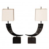 A PAIR OF NATURAL WATER BUFFAL