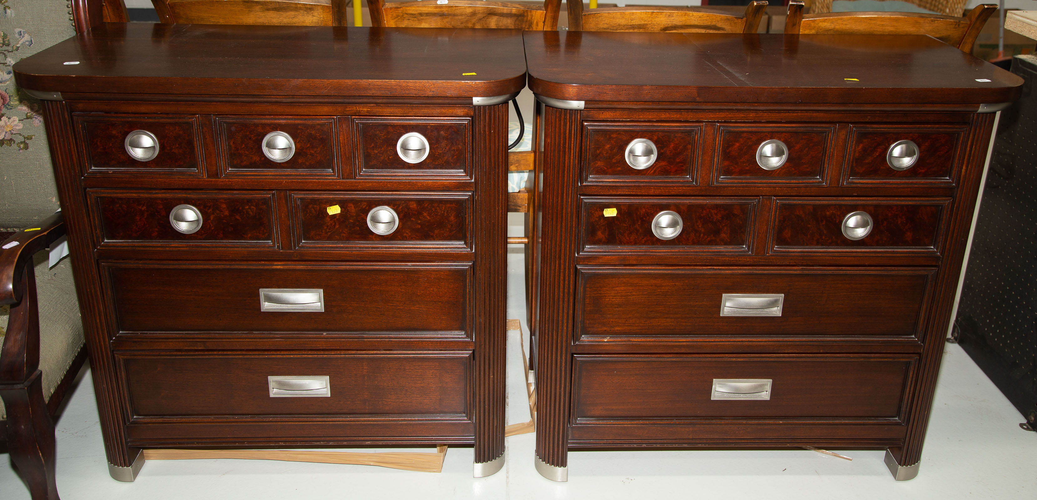 A PAIR OF NAUTICA MAHOGONY CHEST OF