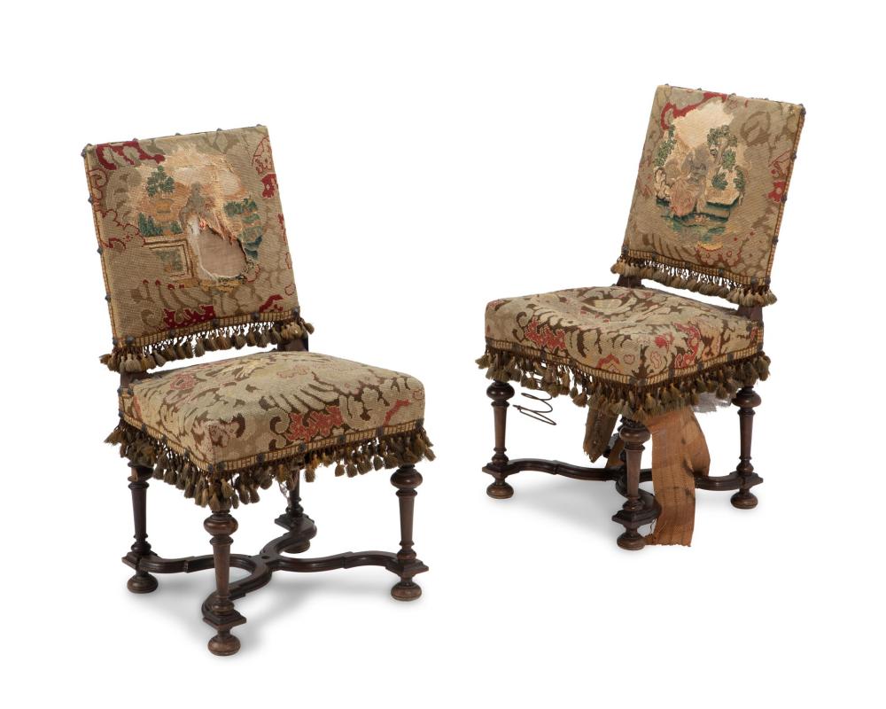 A PAIR OF NEEDLEPOINT SIDE