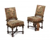 A PAIR OF NEEDLEPOINT SIDE CHA