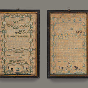 A Pair of Needlework Embroidered