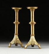 A PAIR OF NEO-GOTHIC BRONZE CA
