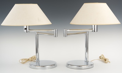 A Pair of Nessen Chrome Table Lamps