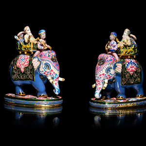A Pair of North Indian Enamel, Gold