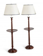 A PAIR OF OAK BARLEY TWIST LAM