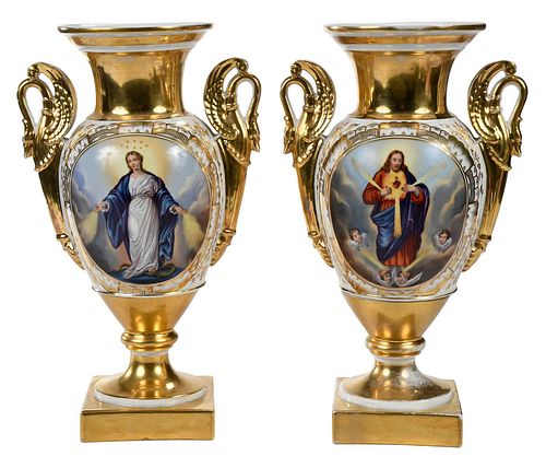 A PAIR OF OLD PARIS PORCELAIN
