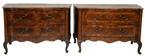 A PAIR OF OLIVE WOOD COMMODESA Pair