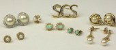 A pair of opal and diamond clu