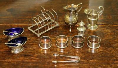 A pair of open silver salts,