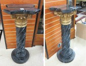 A PAIR OF ORMOLU AND BLACK POR