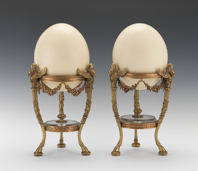 A Pair of Ostrich Eggs on French