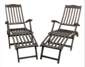 A PAIR OF OUTDOOR TEAK STEAMER
