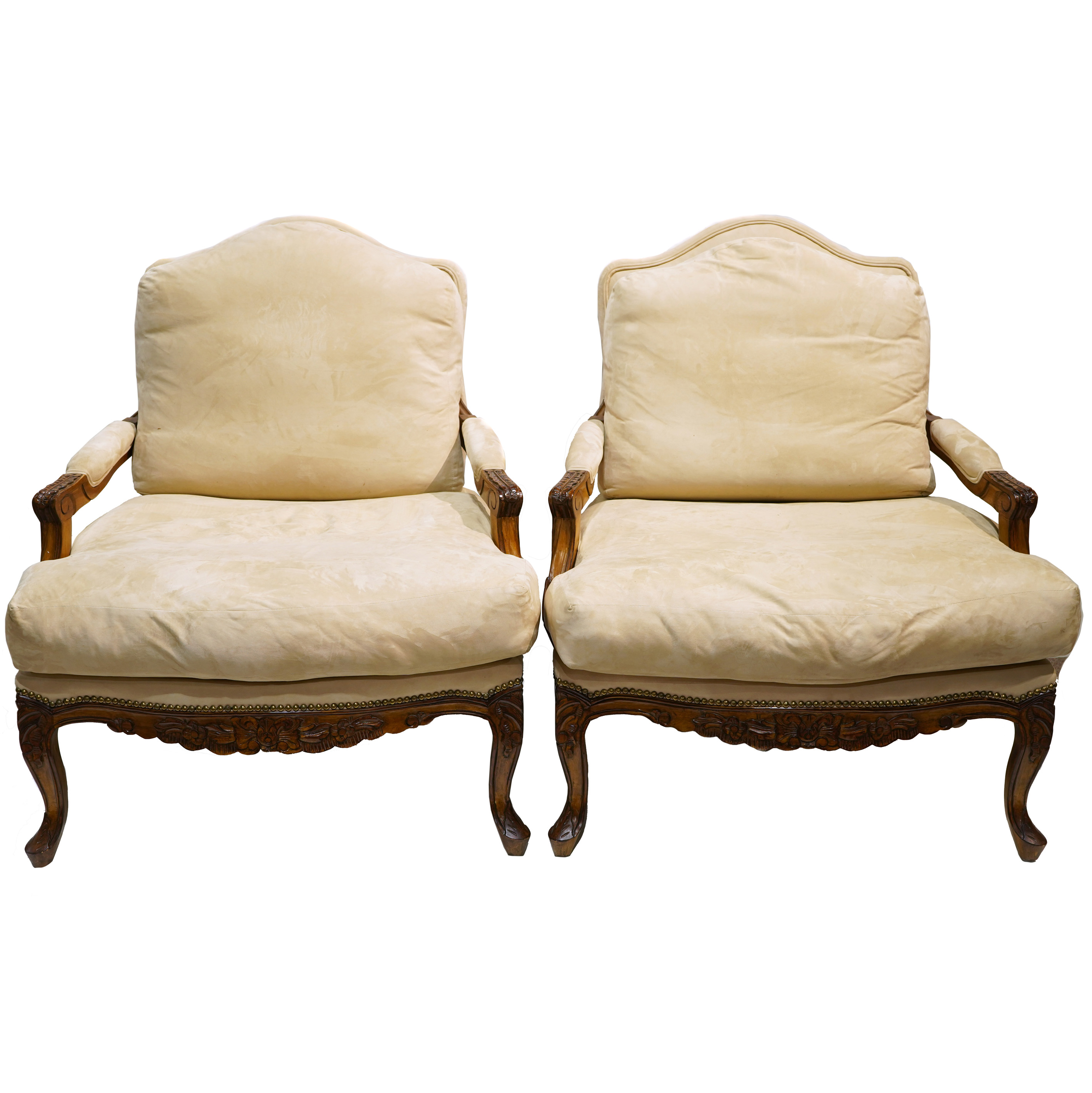 A PAIR OF OVERSIZED FAUTEUILS BY