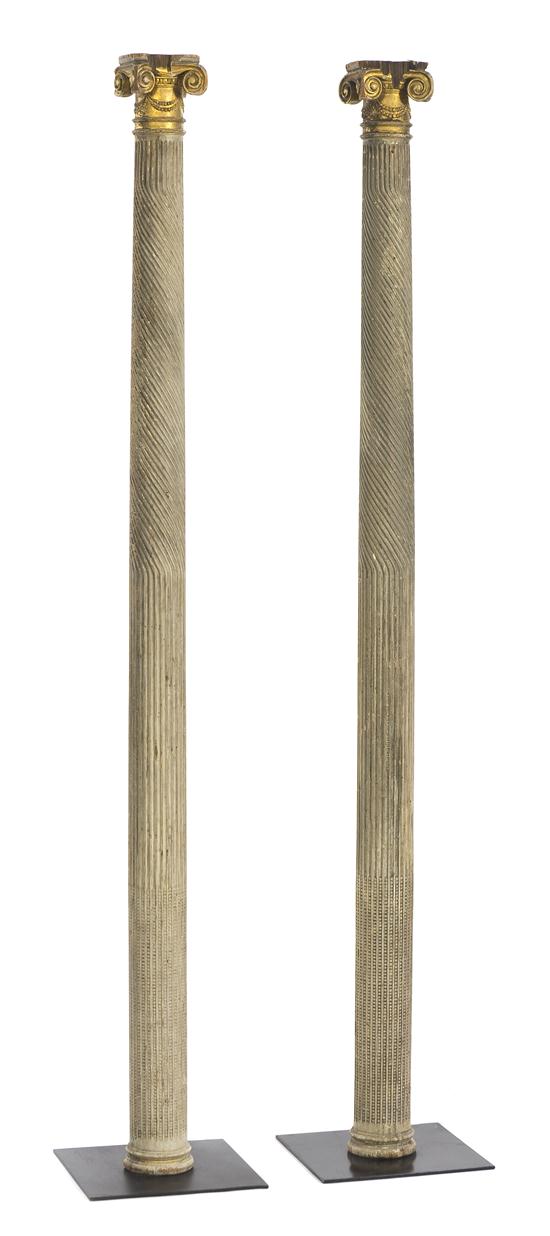 A Pair of Painted and Parcel Gilt