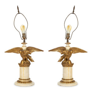 A Pair of Painted and Parcel Gilt