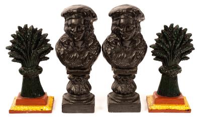 A pair of painted cast iron