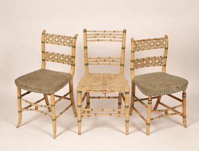 A pair of painted faux bamboo