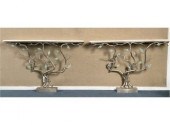 A pair of painted iron console