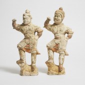 A Pair of Painted Pottery Loka