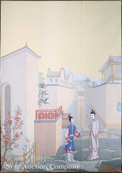 A Pair of Papier Peinte Chinoiserie