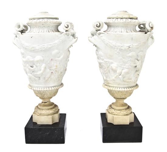 A Pair of Parianware Urns of